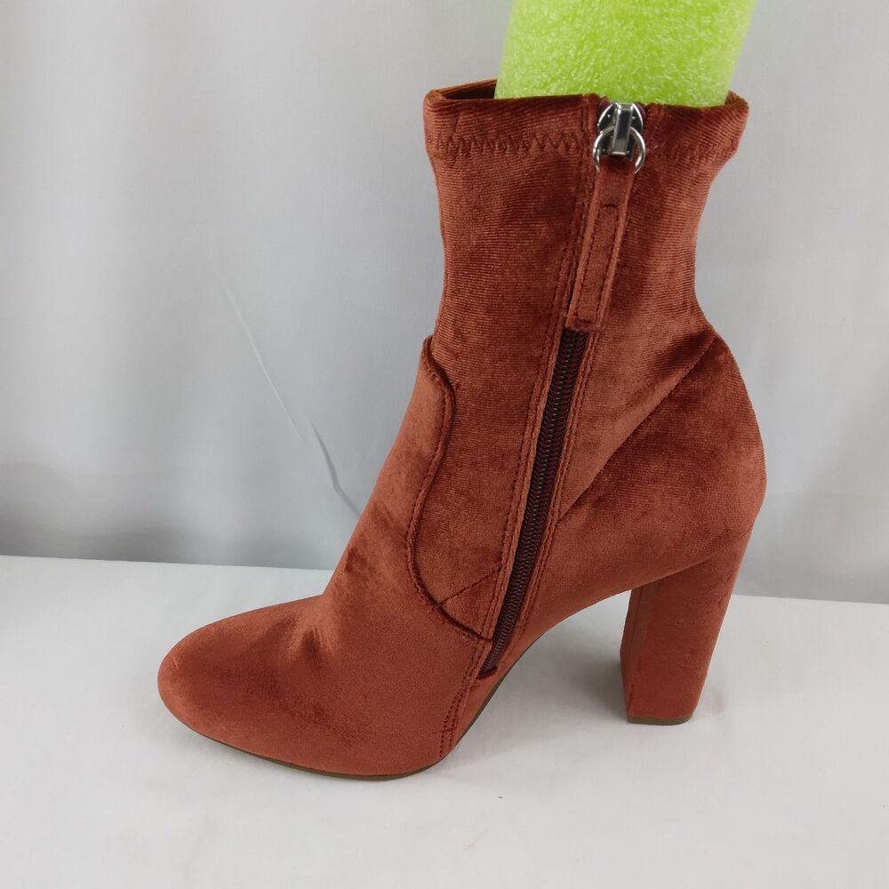 Steve Madden Edit Velvet Ankle Boots Booties Rust Terracotta Womens 6.5 M - Picture 5 of 11